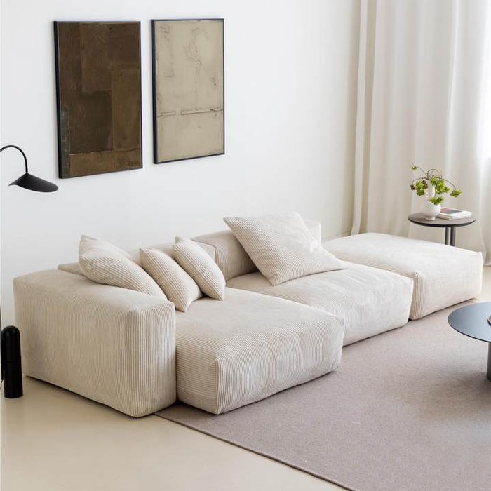 Corduroy Modular Wide Seat Chaise Sofa Block