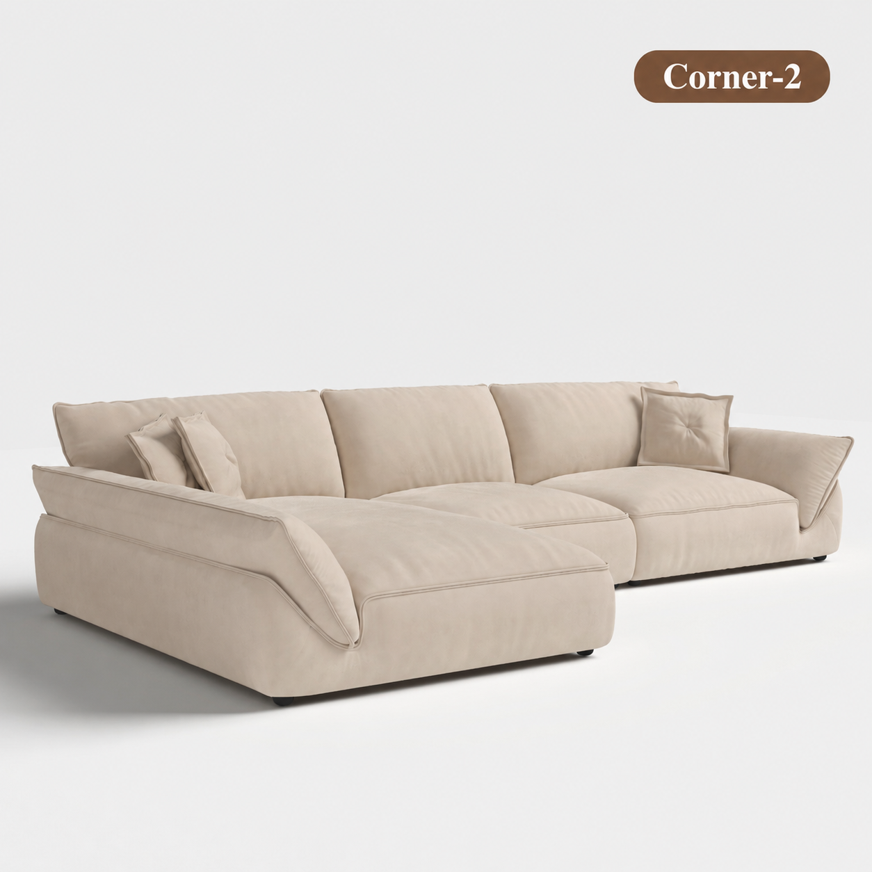 Cottonfy Cat-Scratch Resistant Fabric Elephant Ears Style Corner Sofa