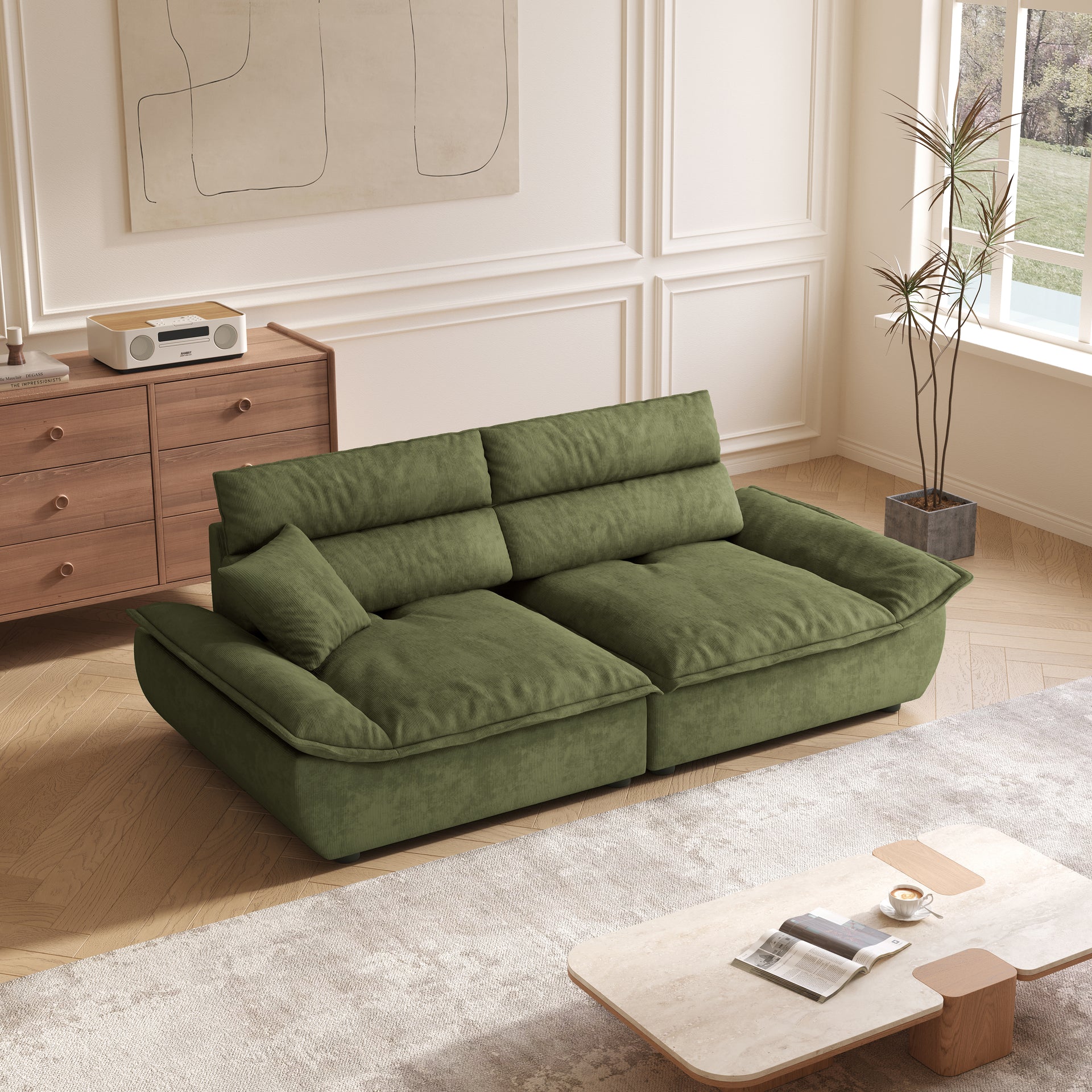 Adjustable Backrest Sailboat Corduroy Sofa
