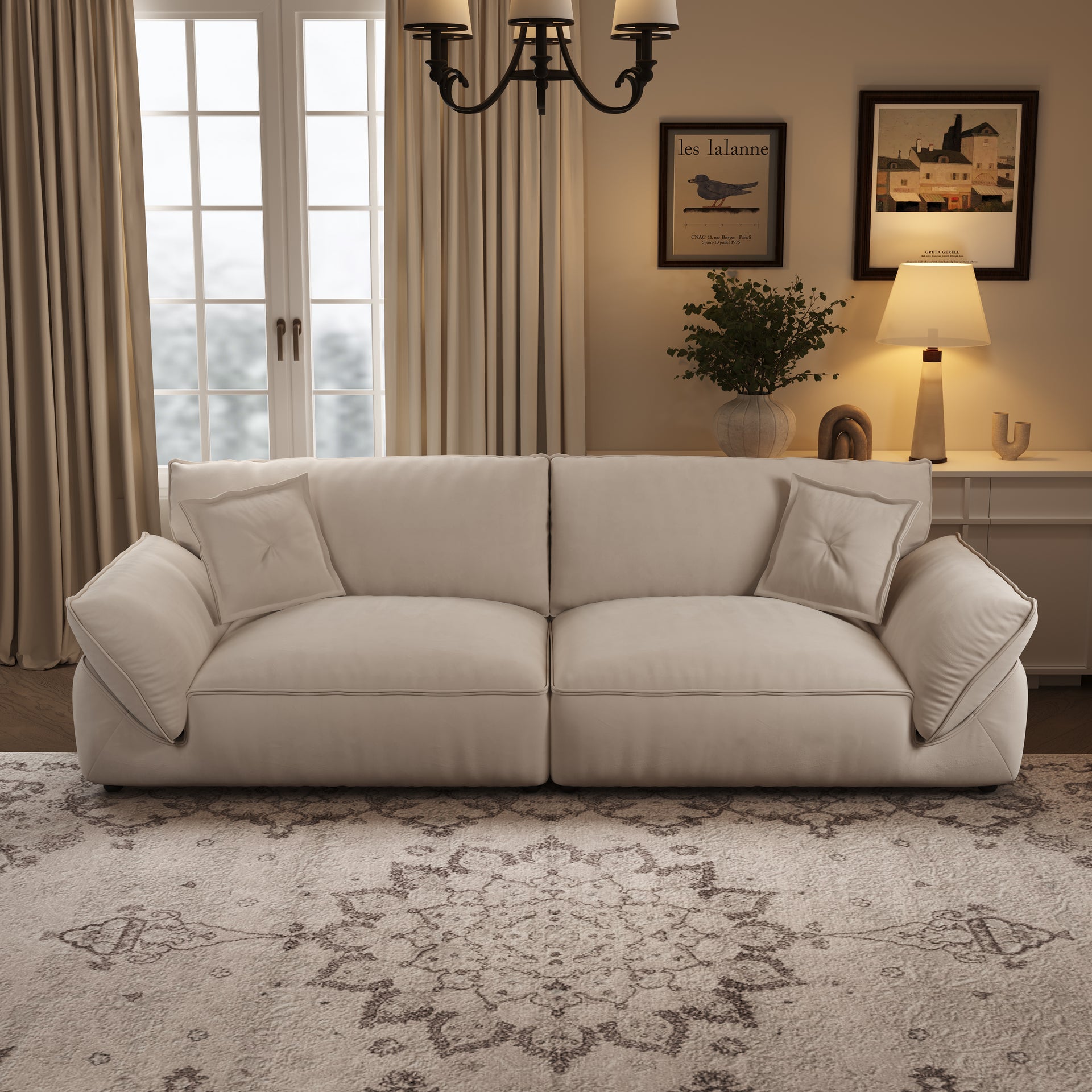 Cat Scratch Resistant Fabric Elephant Ears Style Corner Sofa