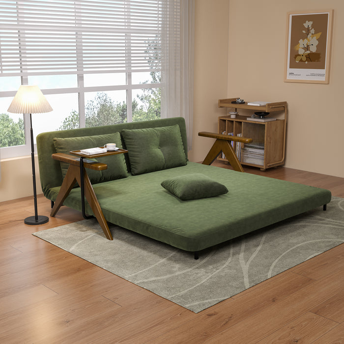 Foldable Matte Fabric Solid Wood 3 Mode Sofa Bed