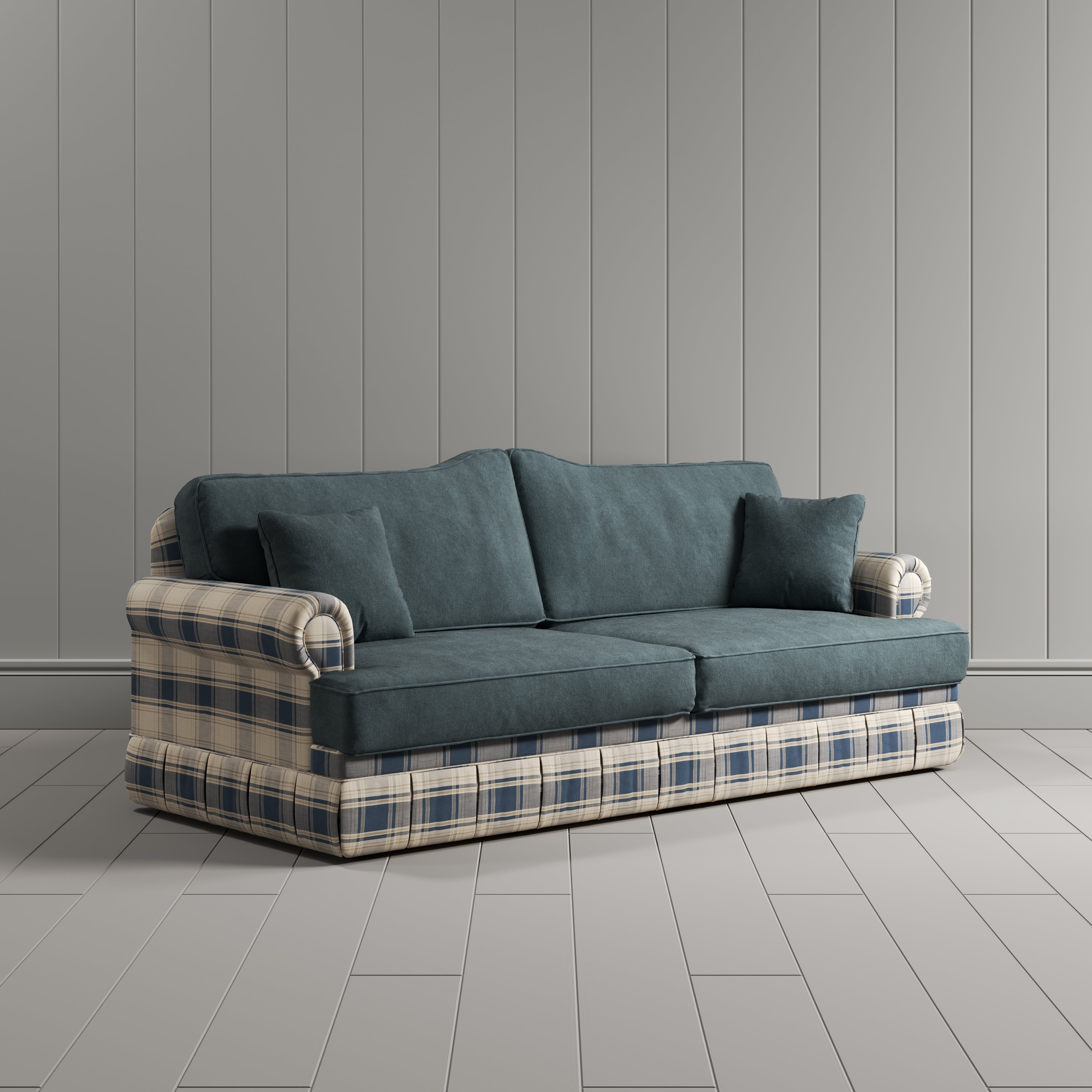 #Colour_Navy Check Cotton Linen