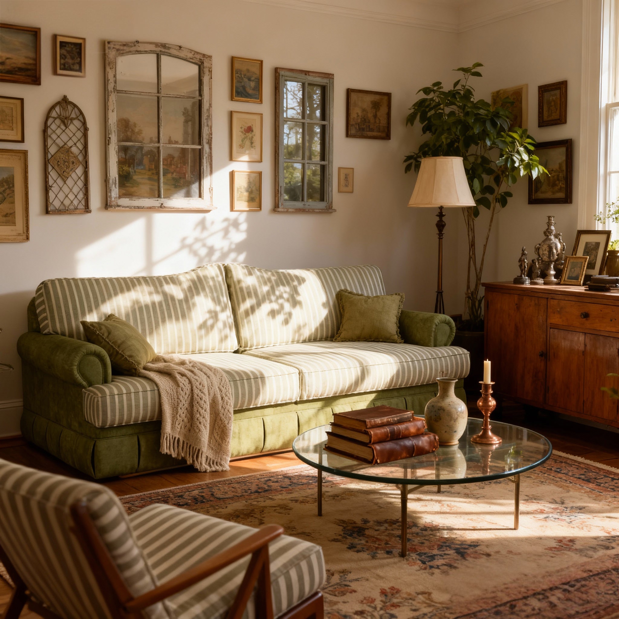 #Colour_Emerald Stripe Cotton Linen