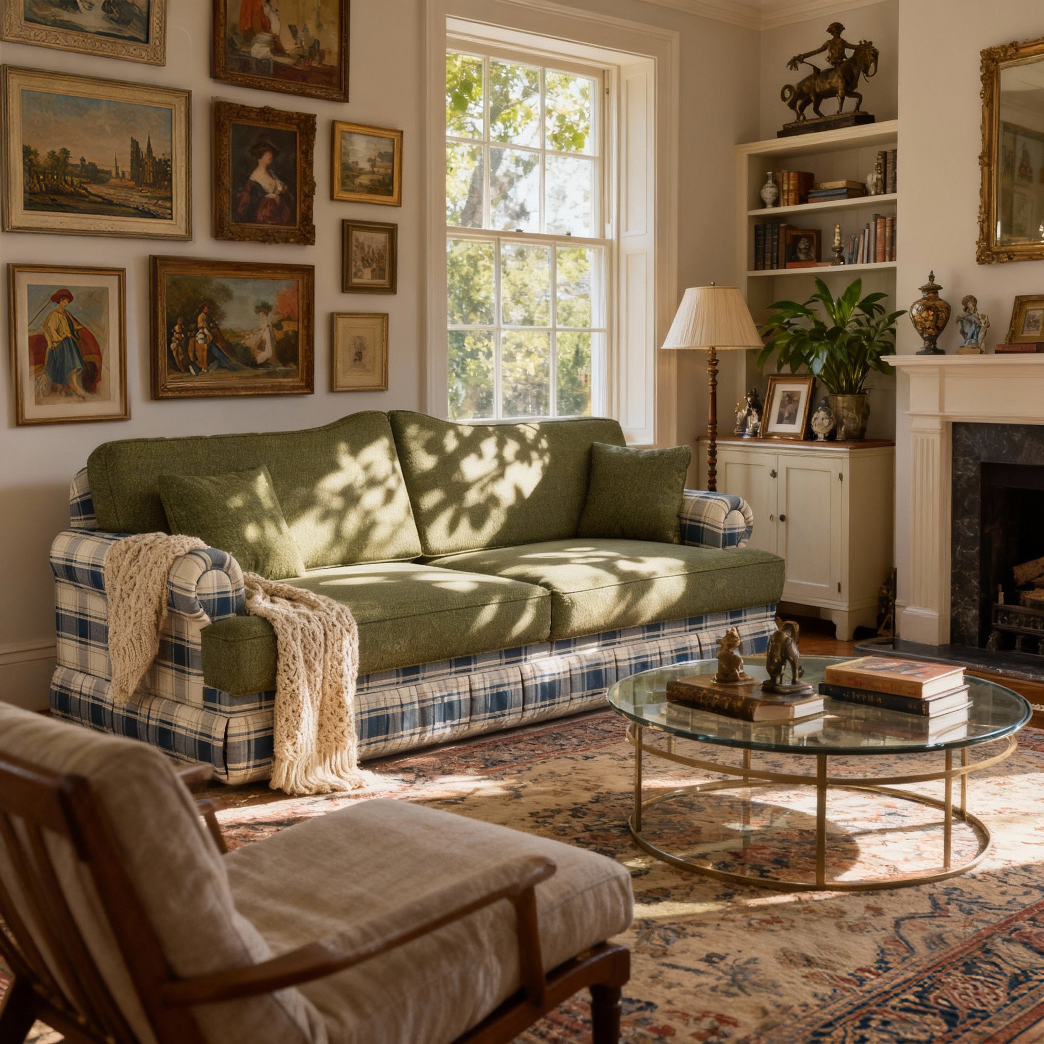 #Colour_Olive Plaid Cotton Linen