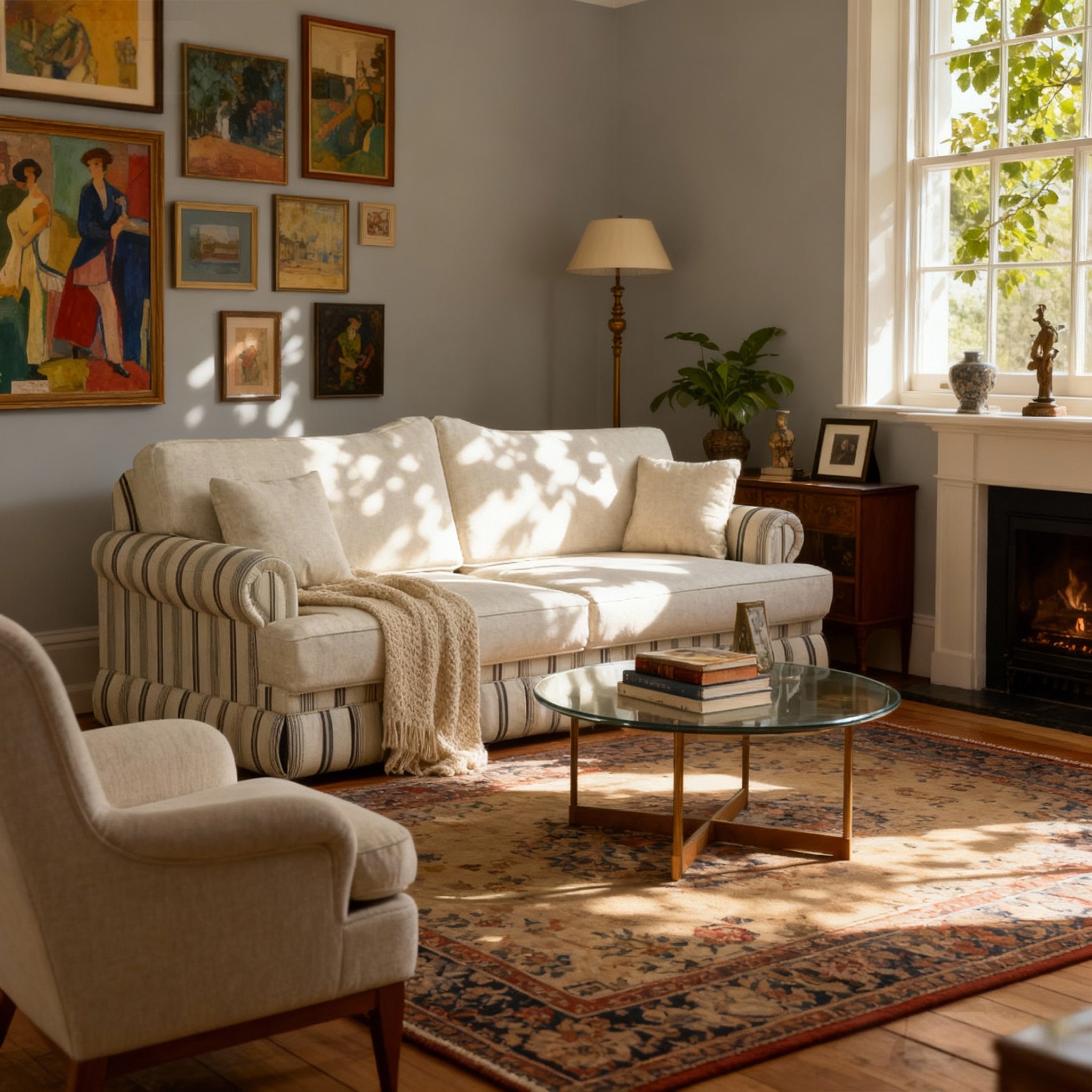 #Colour_Vanilla Stripe Cotton Linen