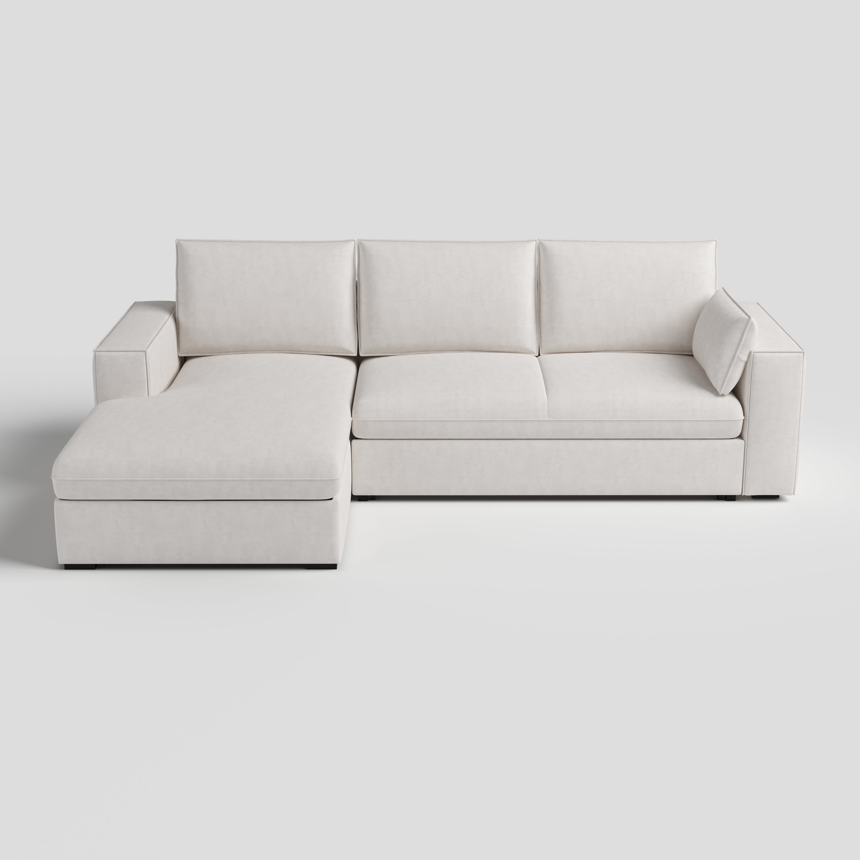 Cottonfy Creamy Tofu Block Pullout Sofa Bed with Storage