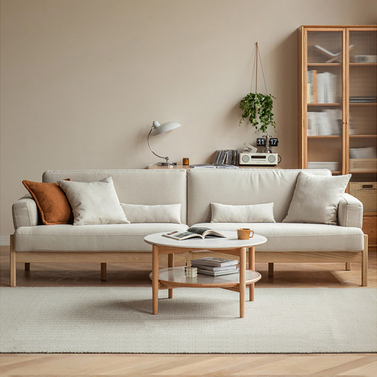 Cream Colour Sofa Oak Solid Wood