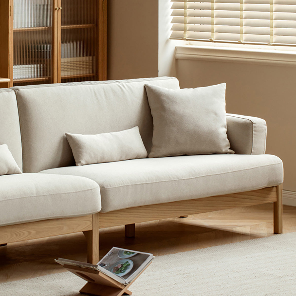 Cream Colour Sofa Oak Solid Wood