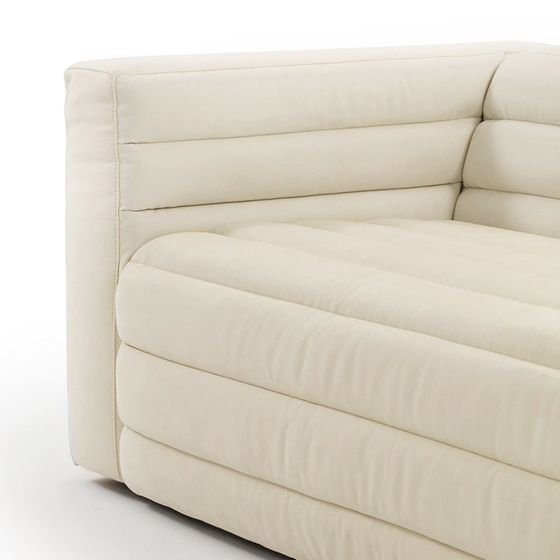 Elegant Creamy White Tech-Cloth Three-Seater Sofa