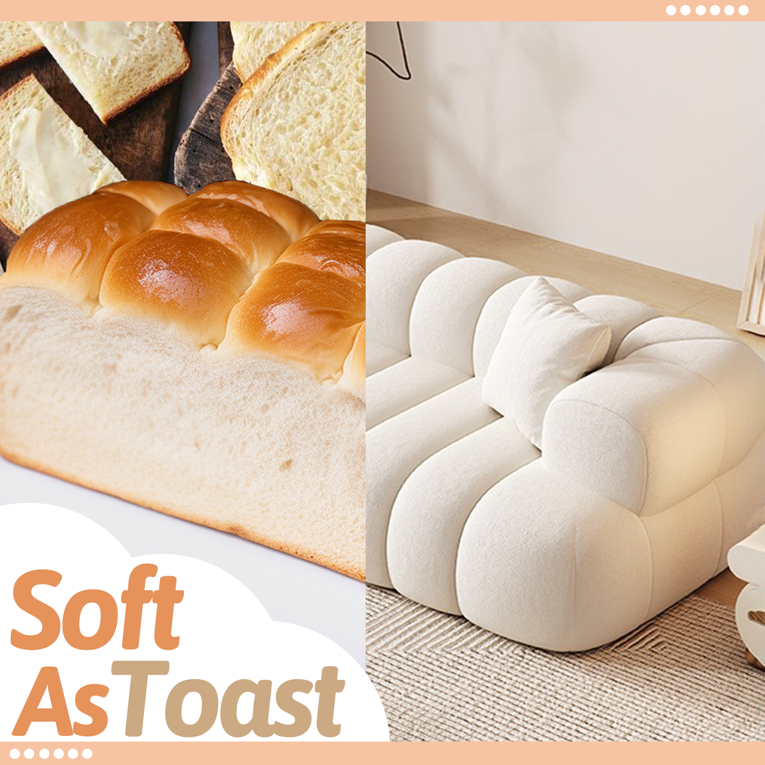 Soft Puff Toast Berber Fleece Kids & Pet Friendly Sofa