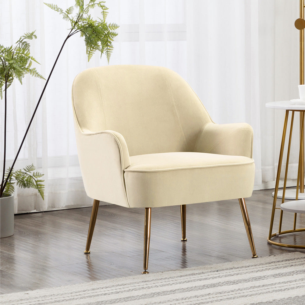 Cottonfy UK Contemporary Upholstered Armchair with Gold-Plated Feet