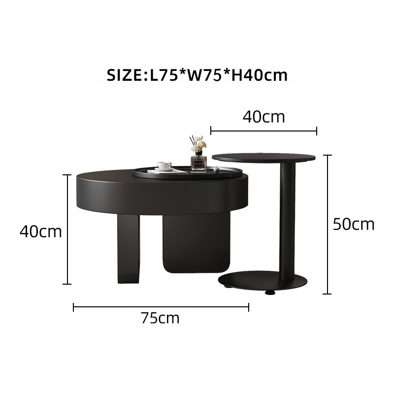 Minimalist Living Room Small Unit with Movable Rotating Coffee Table