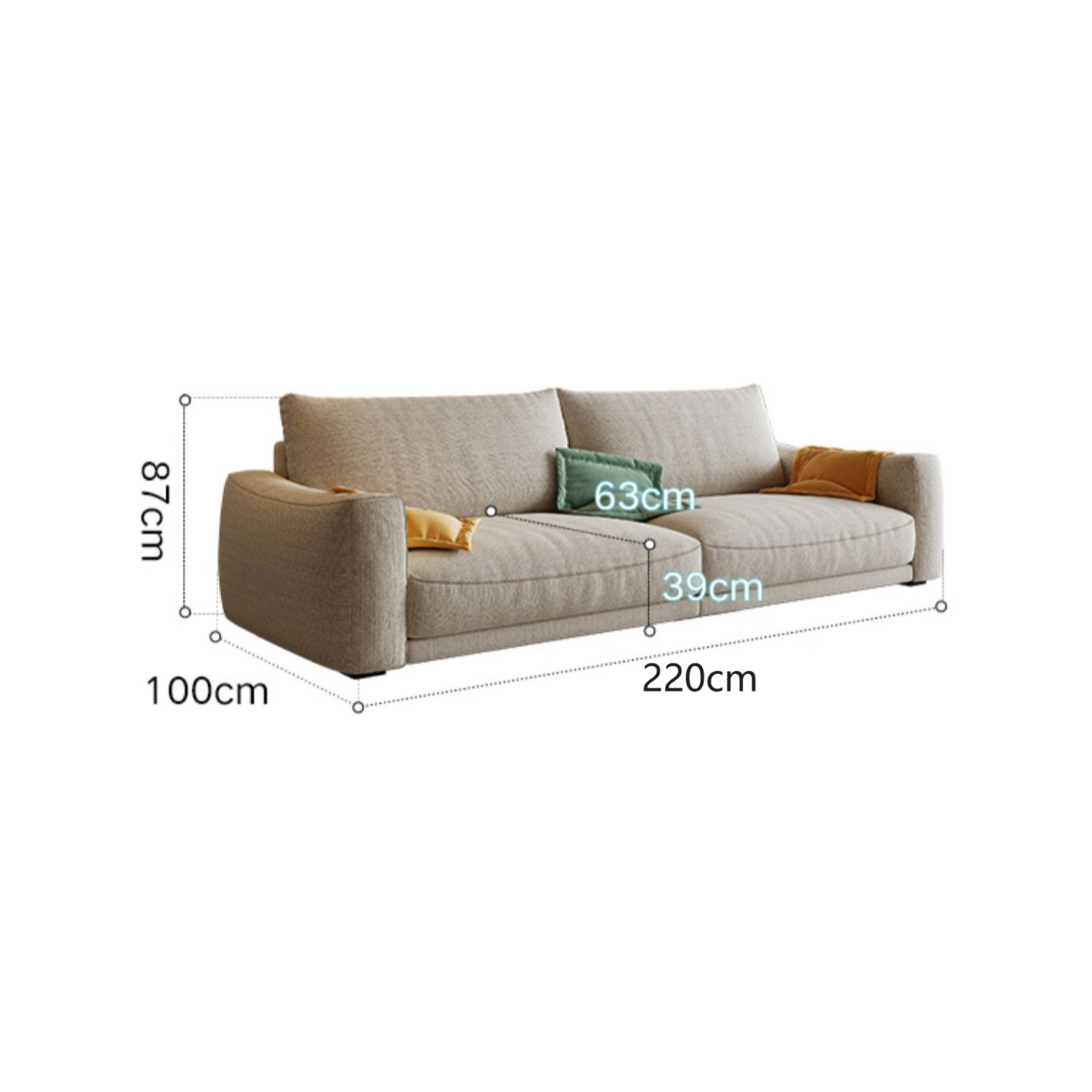 Modern Simple Cotton and Linen Fabric Tofu Sofa