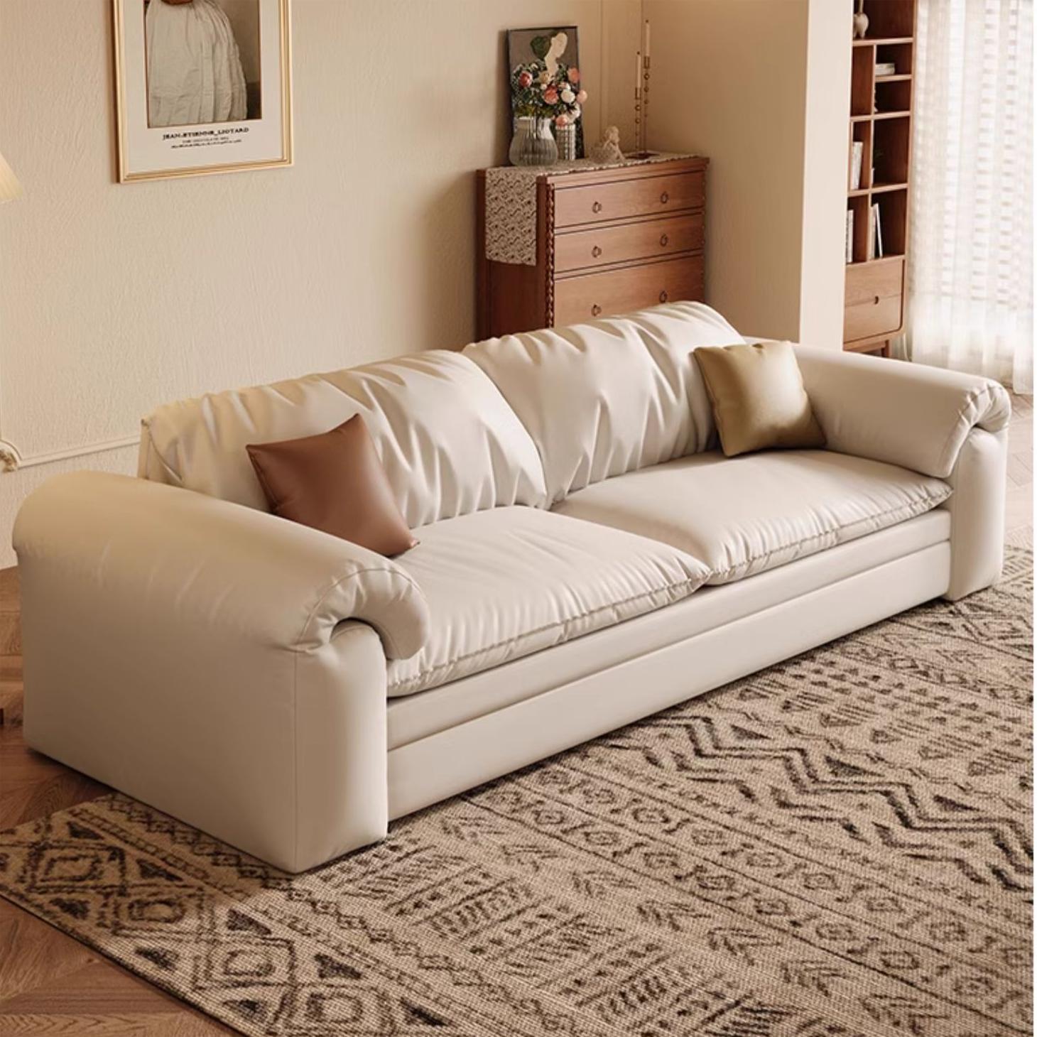 Cream Convertible Sleeper Sofa Bed with Drawers