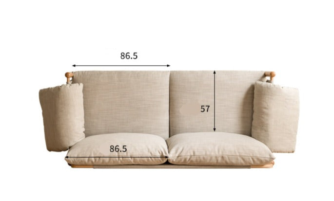 Classic Minimalism Oak Solid Wood Fabric Sofa