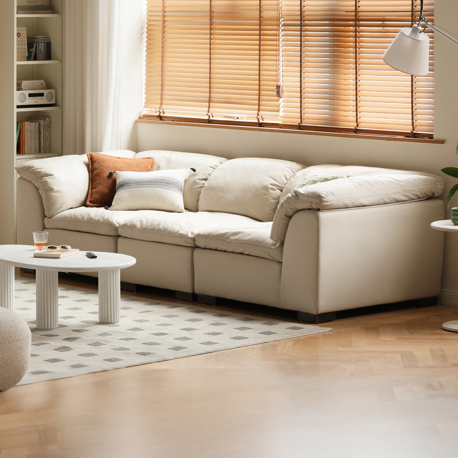 Elegant Cream-Toned Tech-Fabric Lounge Sofa