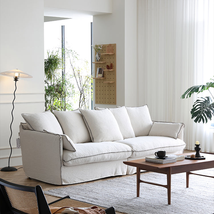 Nordic Clean-Designed Cushioned Linen Sofa