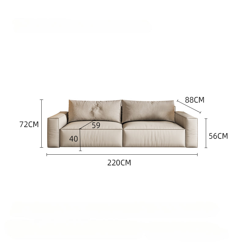 Lustrous Beige Leathaire Low-Seat Sofa