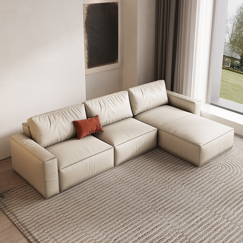 Lustrous Beige Leathaire Low-Seat Sofa