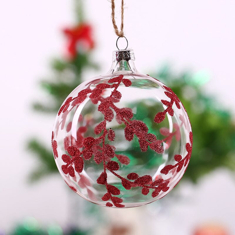 4pcs Christmas Glass Painted Round Ball Decorations Set Living and Home 