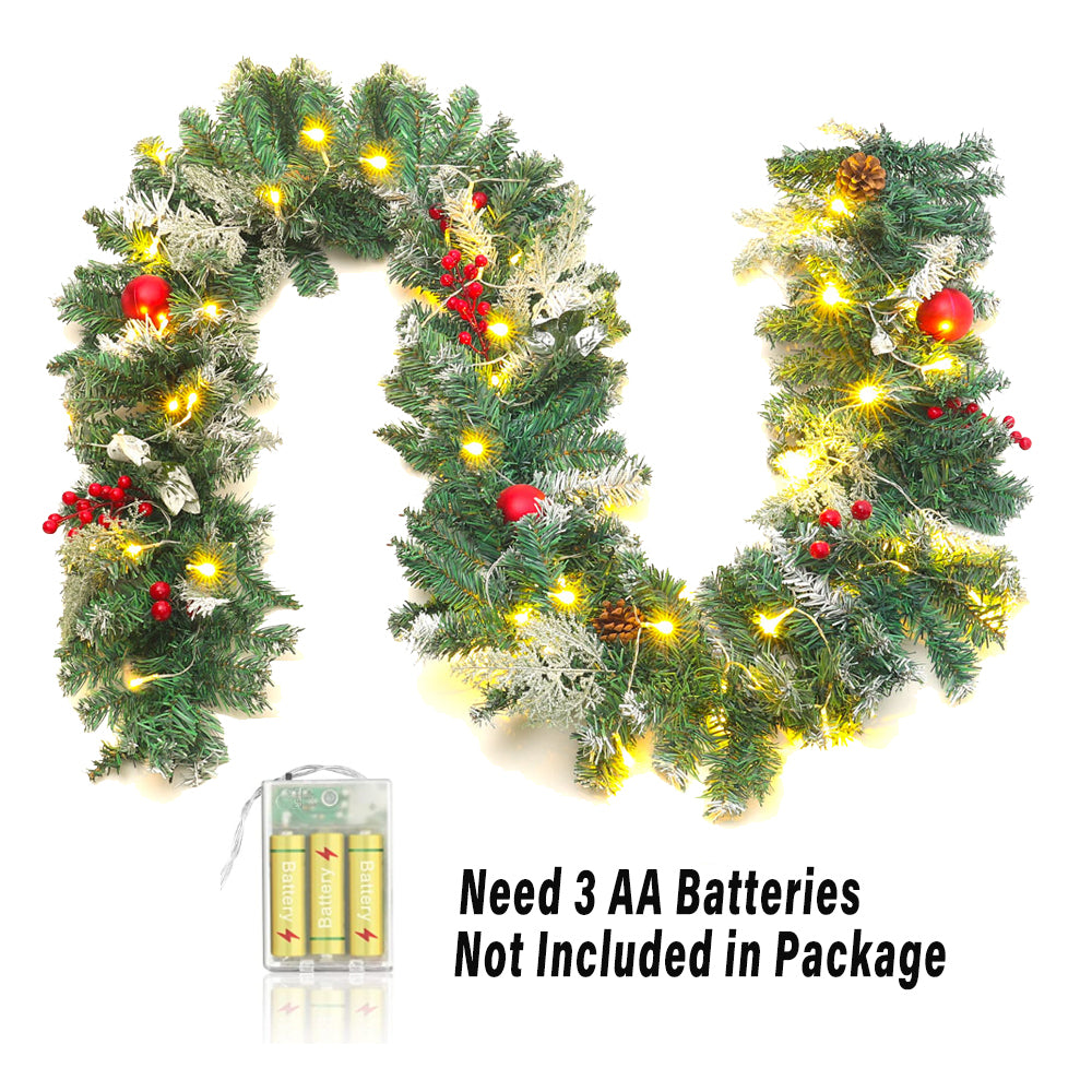 Artificial Pre-lit Frozen Christmas Holiday Decoration Garland