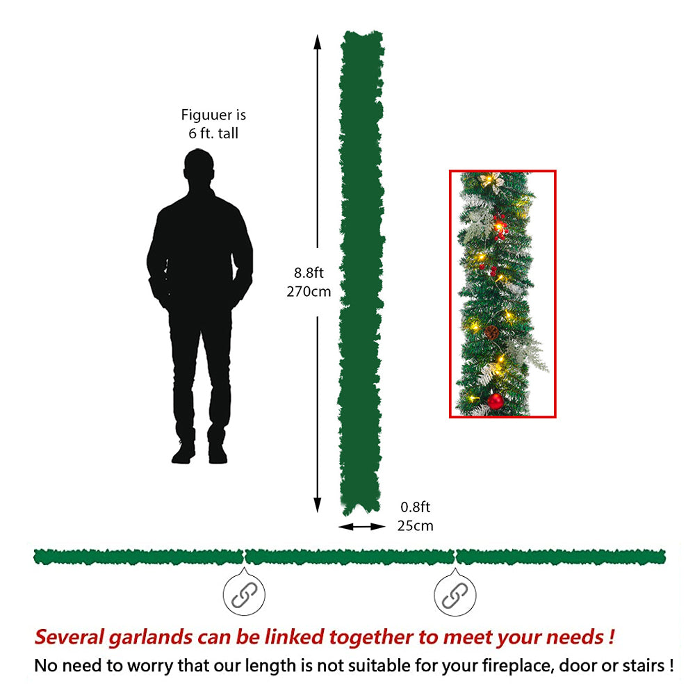 Artificial Pre-lit Frozen Christmas Holiday Decoration Garland