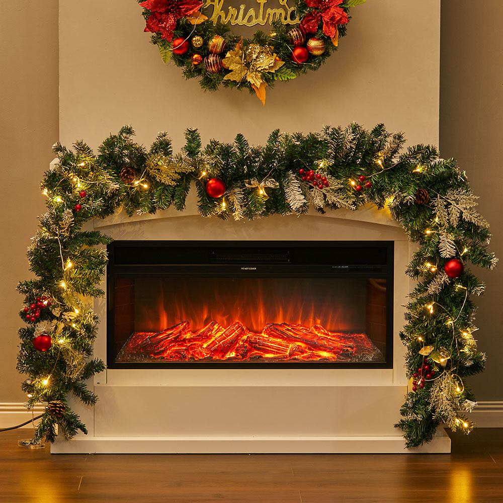 Artificial Pre-lit Frozen Christmas Holiday Decoration Garland