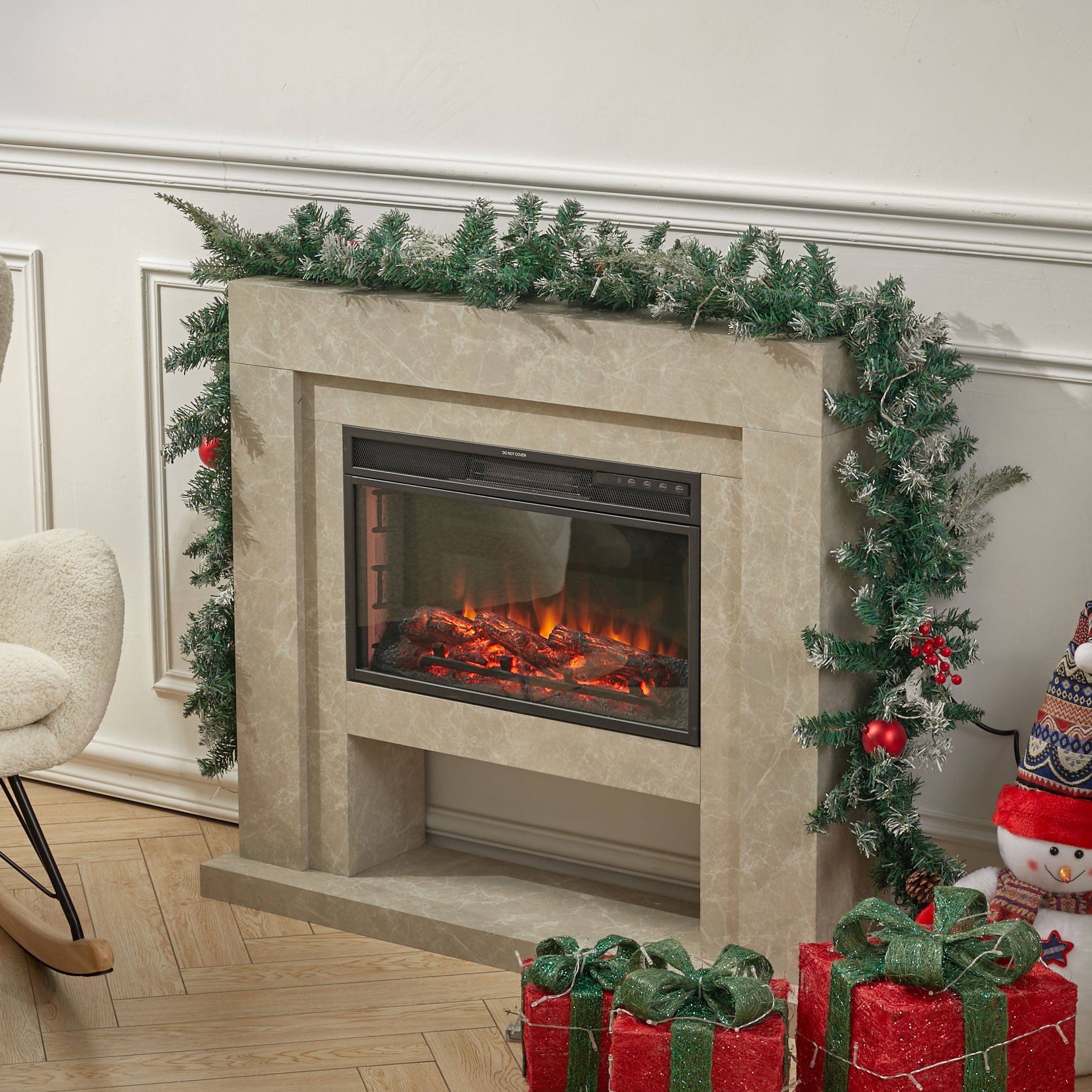 Artificial Pre-lit Frozen Christmas Holiday Decoration Garland