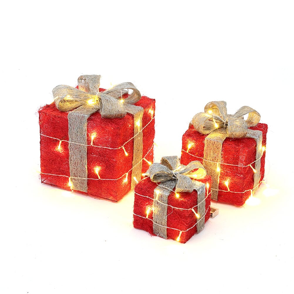 Pre-Lit White Christmas Gift Box Set with Warm Lights Christmas Living and Home 