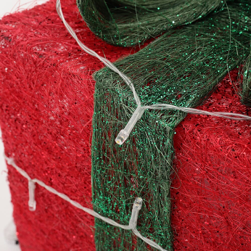 Pre-Lit Green Christmas Gift Box Set with Warm Lights Christmas Living and Home 