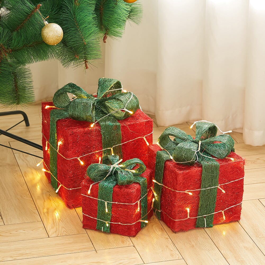 Pre-Lit Green Christmas Gift Box Set with Warm Lights (100% off)