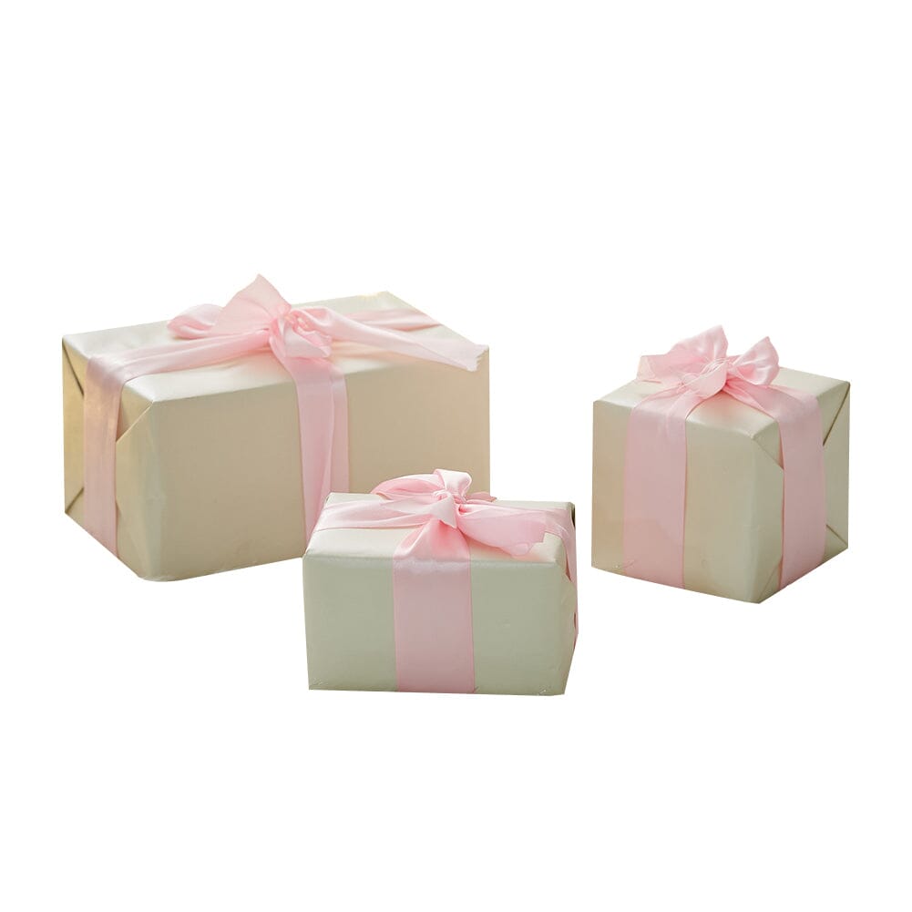 7-Piece Paper Ribbon Christmas Gift Box Set in Beige Pink Christmas Living and Home 