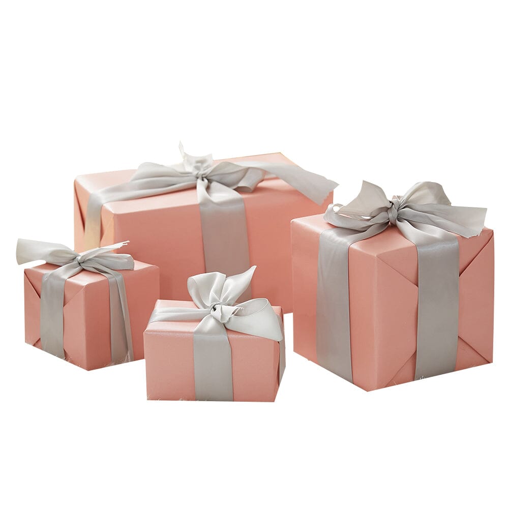 7-Piece Paper Ribbon Christmas Gift Box Set in Beige Pink Christmas Living and Home 