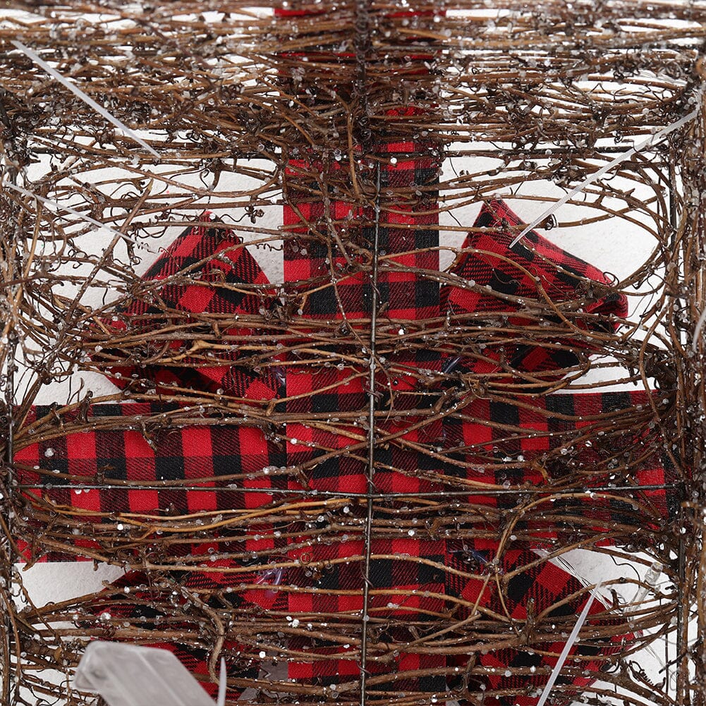 Pre-Lit Woven Christmas Gift Box Set with Checked Bows Christmas Living and Home 