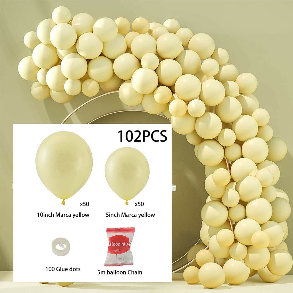 🎁 100pcs Wedding Macaron Monochrome Balloon Chain Set -Yellow (100% off)