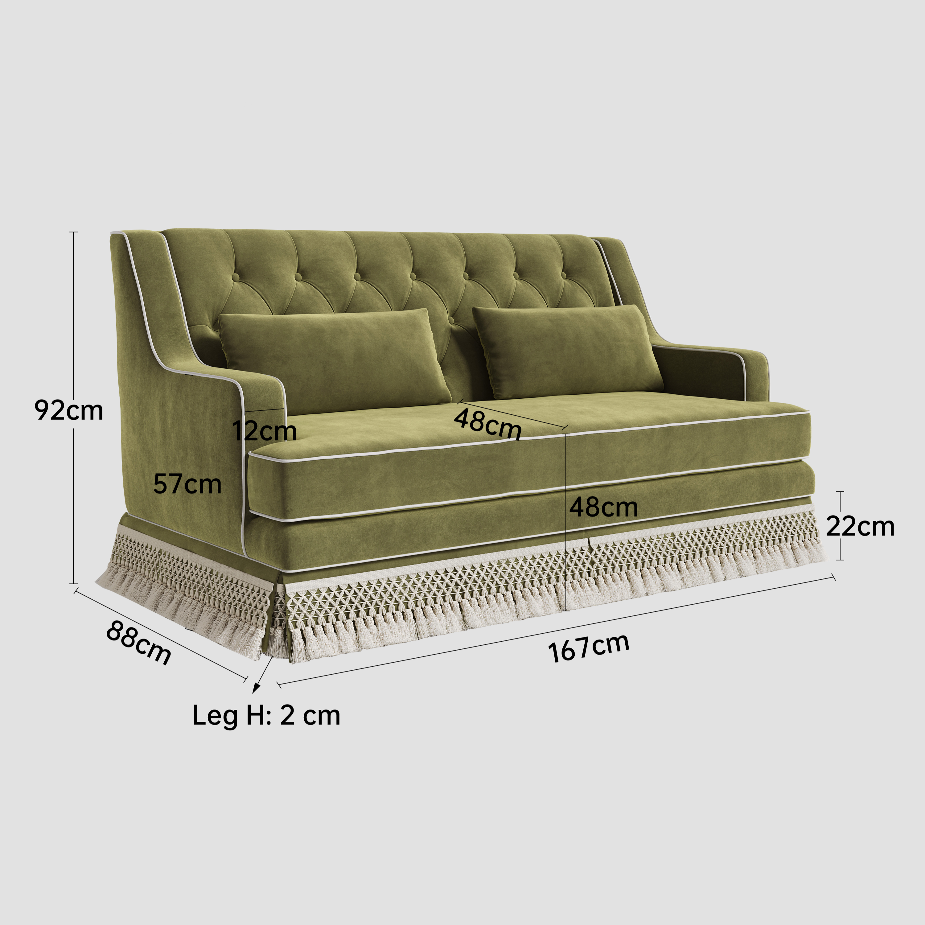 Cottonfy Country Fringe Skirt Sofa for Relaxed Home Living