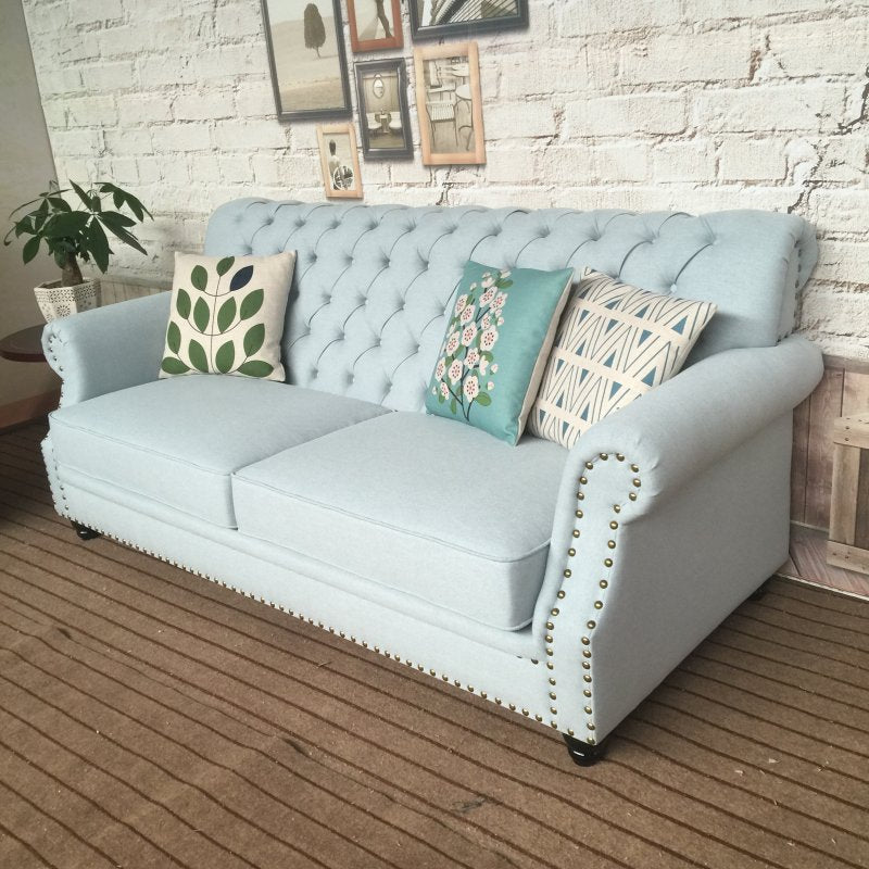 Country Small Apartment Type Cotton and Linen Sofa