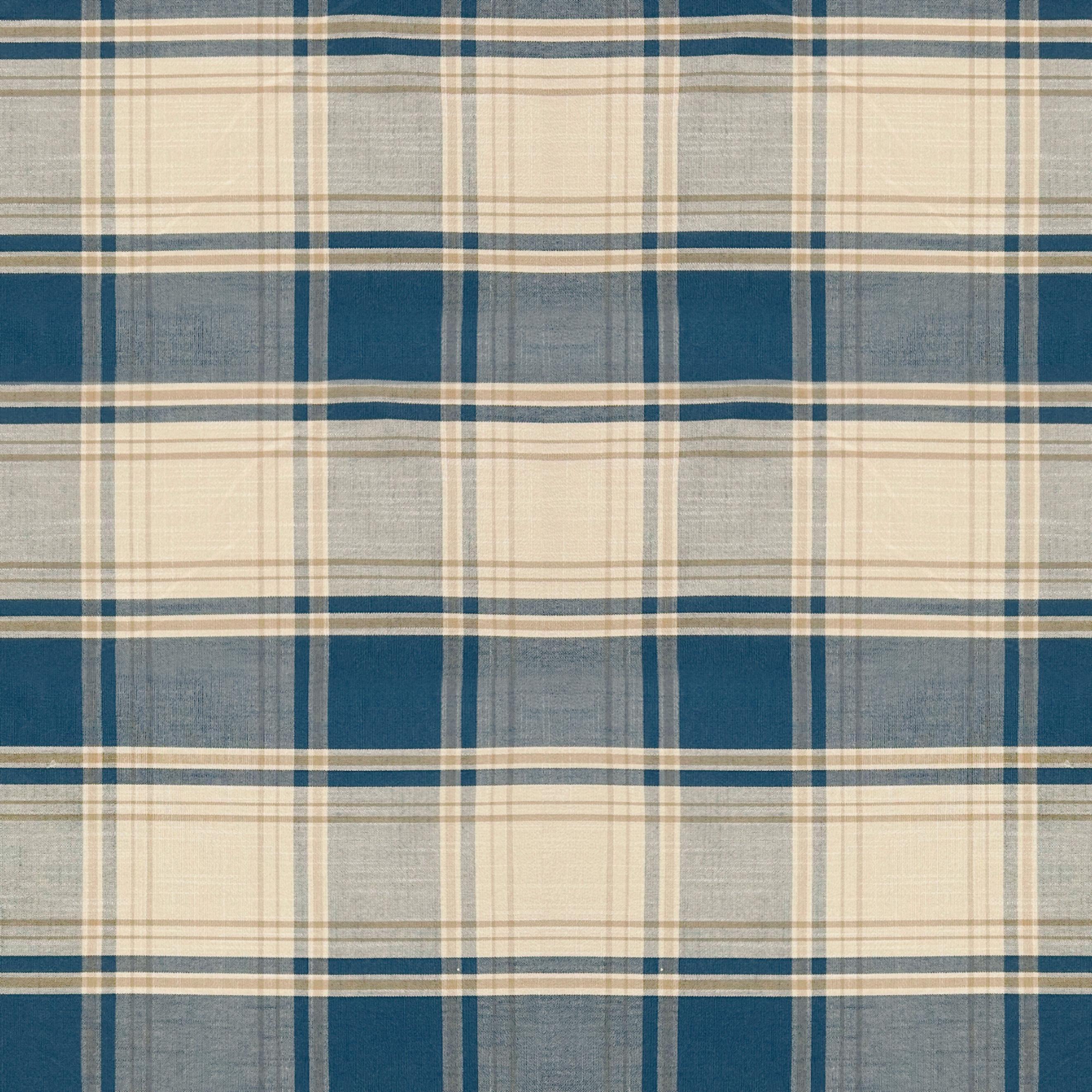 Mid-weight Check Fabric Cotton, Midnight Blue, ML0003