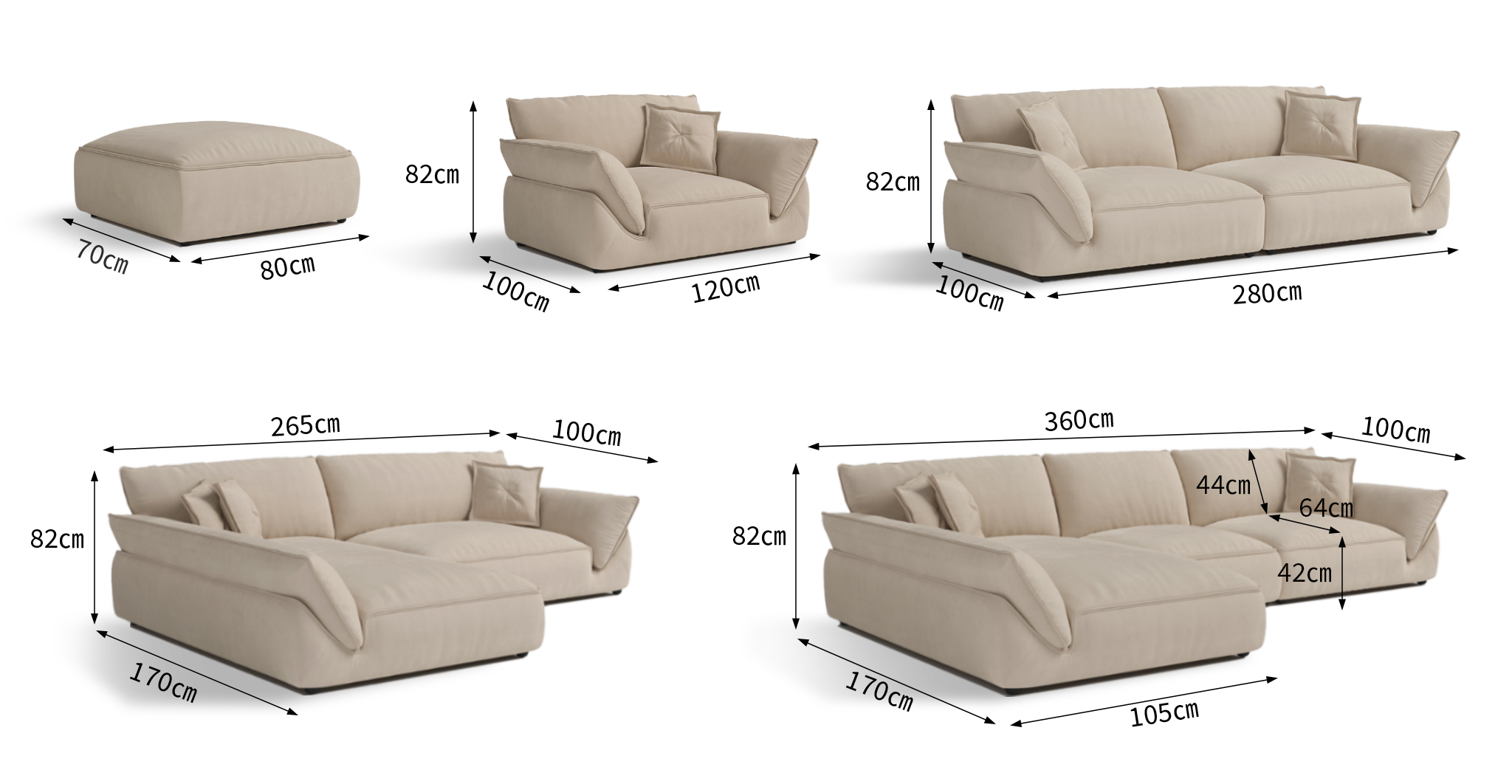 Cat-Scratch Resistant Fabric Elephant Ears Style Corner Sofa
