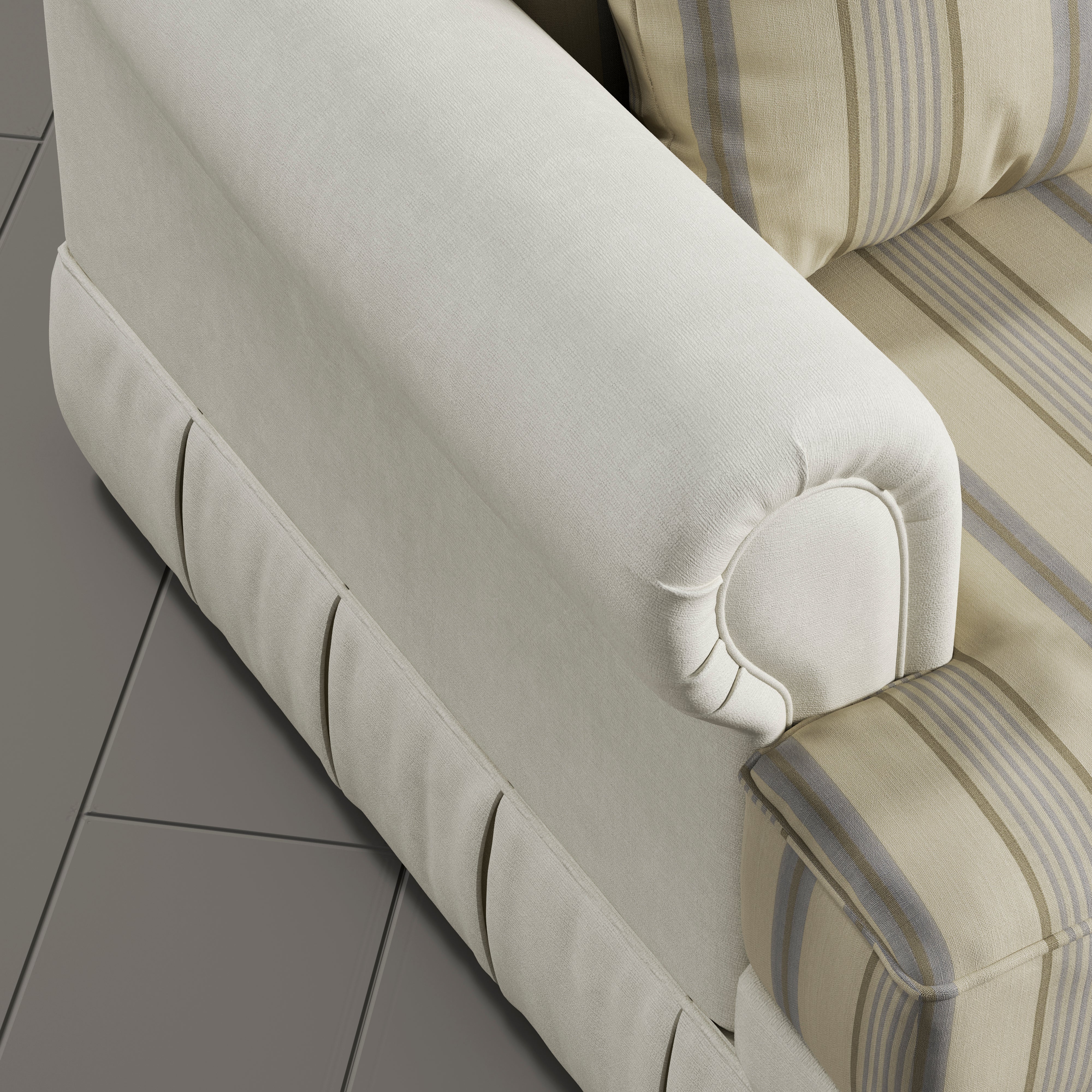 Cottonfy Heritage Plaid Skirted Sofa with Concealed Storage Drawers