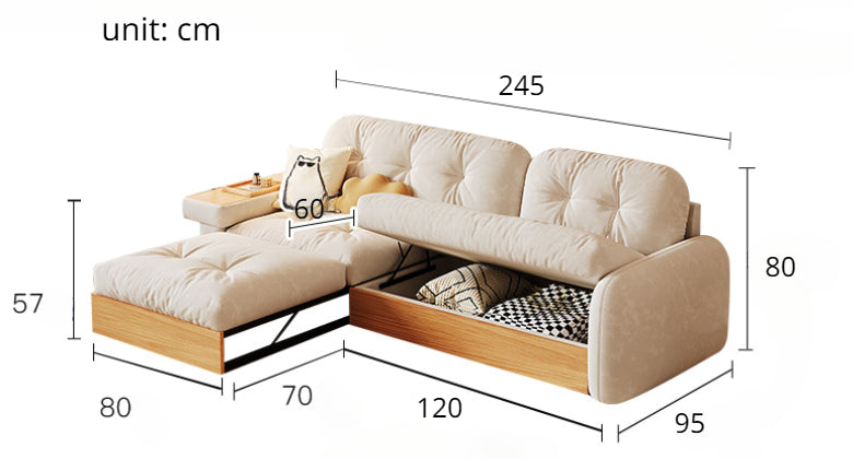 Cloud Living Room Side Table Solid Wood Storage Sofa