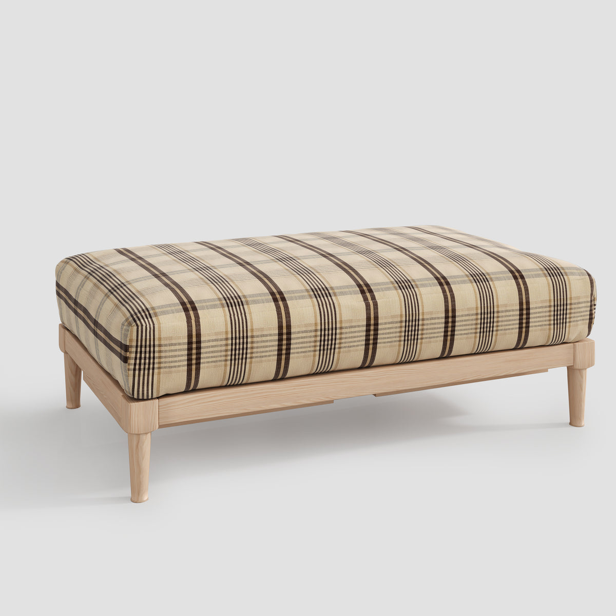 British Check Storage Footstool Washable Cover