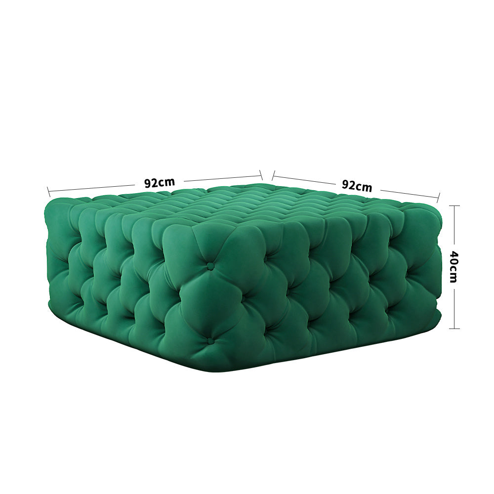 Cubic Velvet Buttoned Footrest Stool