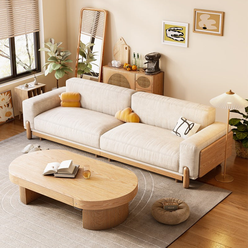 Simple Solid Wood  3 Seater Straight-Row Sofa