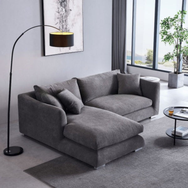 Classic Grey L-Shaped Sectional Sofa