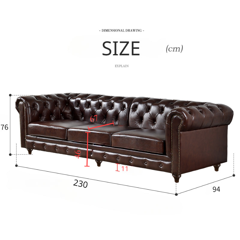 Classic Genuine Leather Durable Chesterfield Sofa