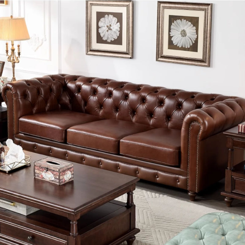 Classic Genuine Leather Durable Chesterfield Sofa