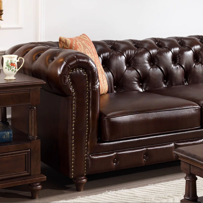 Classic Genuine Leather Durable Chesterfield Sofa