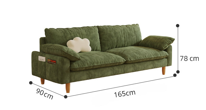 Retro Green Corduroy Upholstered Sofa