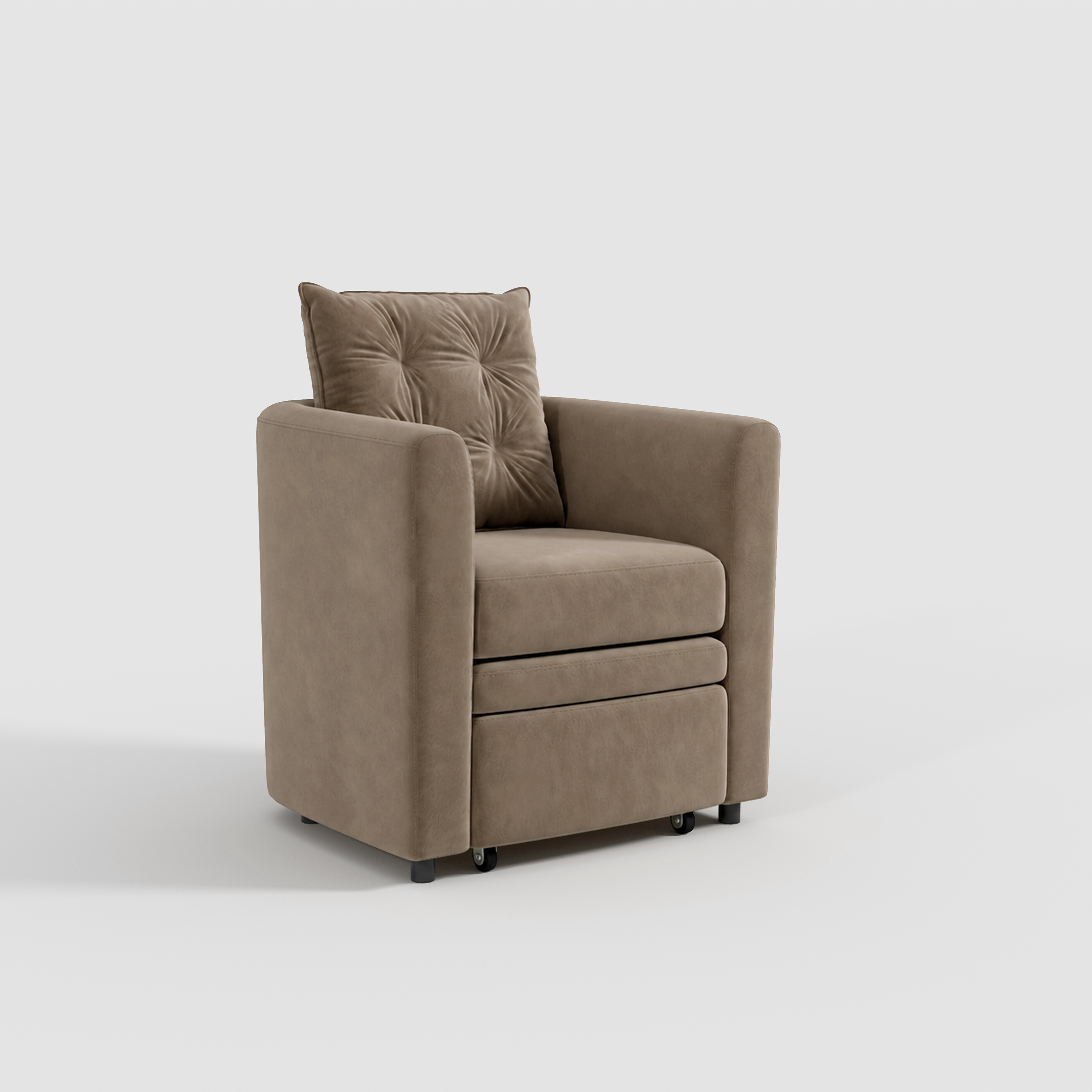 Green Velvet Armchair with Hidden Storage Footstool